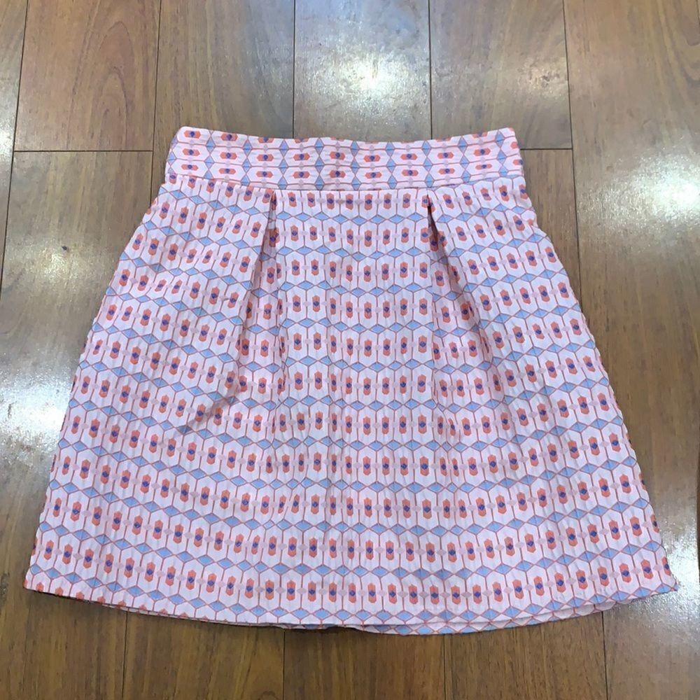 Blue Rain Pink, Coral & Blue Printed Skirt Small